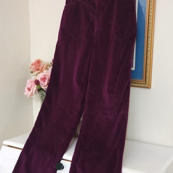 Corduroy True Vintage  High Waisted Purple Velvet Jeans 70s Y2k Blokecore 90s - Picture 8 of 14